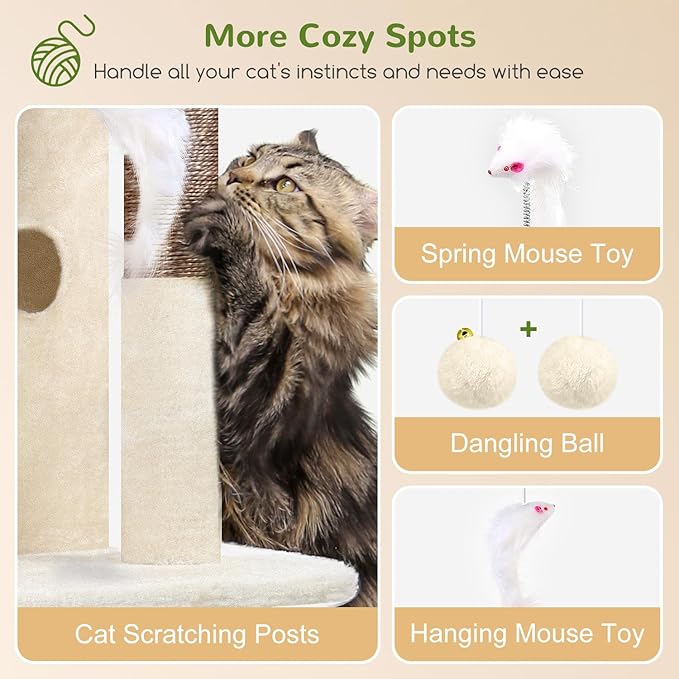 Globlazer Cat Tree Tower for Indoor Cats, 50-inch Adult Cat Tree House for - Image 5