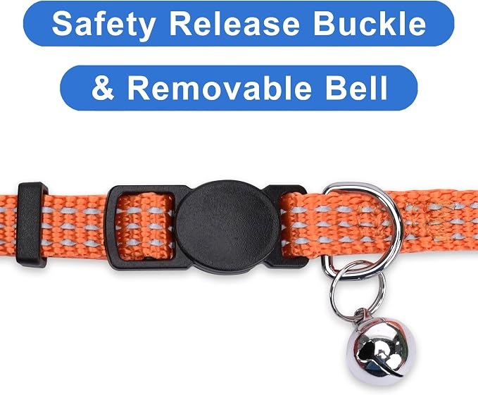 Pawtitas Reflective Orange Cat Collar - Image 3