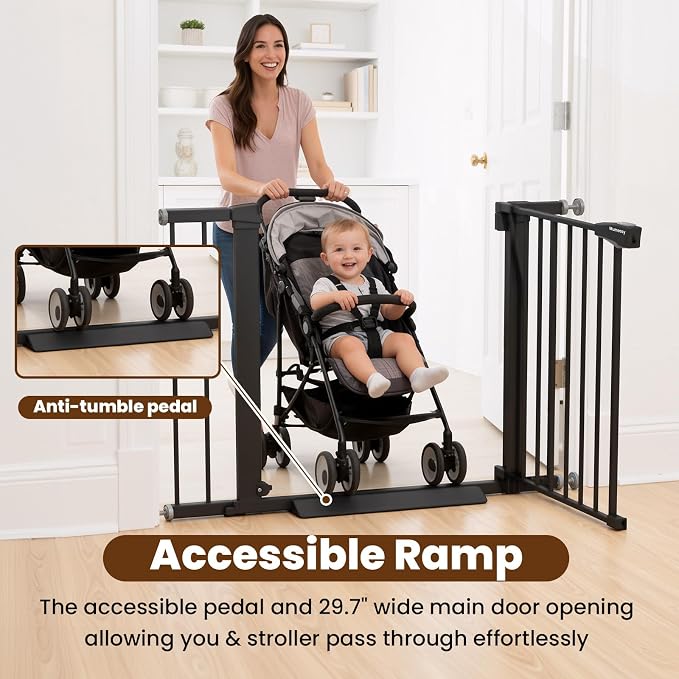 Baby Gate for Stairs, 29.7-40.6" Pressure Mounted Dog Gate, Auto Close Safety - Image 6