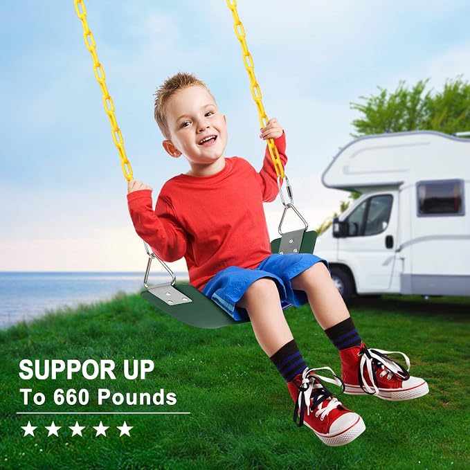 AGPTEK Swing Set, Seat with 66 Inch Anti-Rust Chains Thermoplastic Coated - Image 5