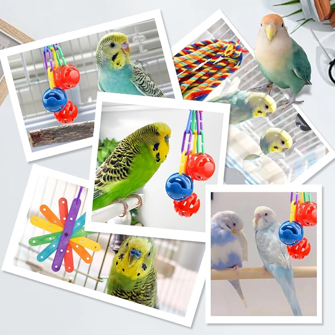 Small Bird Toys Parakeet Cage Accessories, Parakeet Toys, Swing Hanging - Image 5