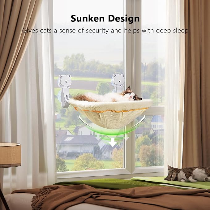Cat Window Perch Cordless, Foldable & Stable Cat Beds- Breathable Cat Window - Image 2