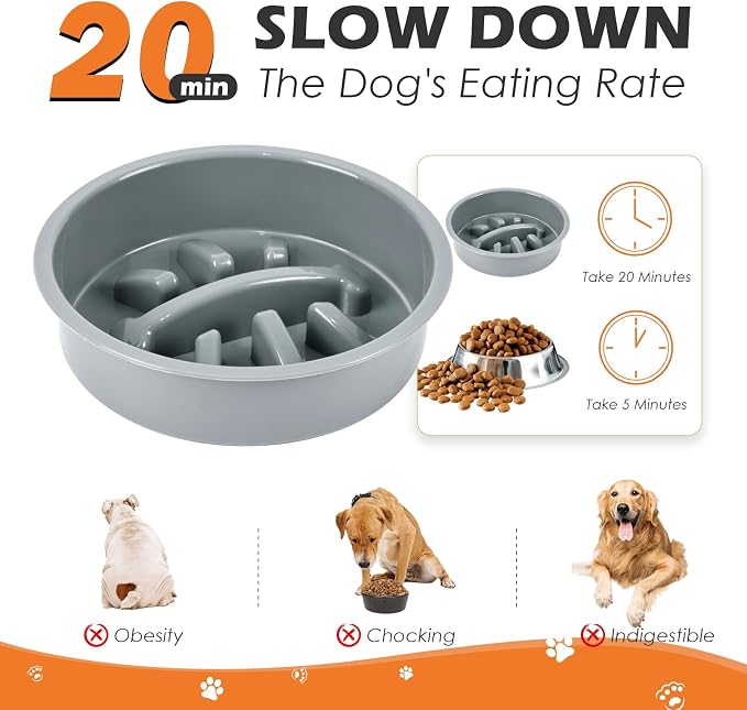 Elevated Dog Bowls with Slow Feeder Dog Bowls, 5 Height Adjustable Raised Bowl - Image 4