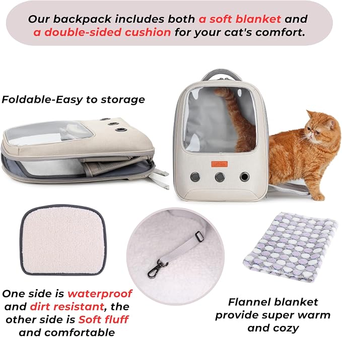 Lollimeow Pet Carrier Backpack, Bubble Backpack Carrier, Cats and Puppies - Image 6