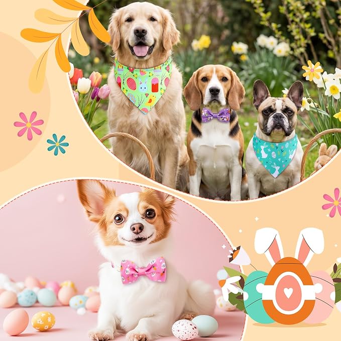 Sanwuta 50 Pcs Dog Bandanas and Collar Bow Ties Set 25 Bandanas Bulk 25 Charm - Image 2