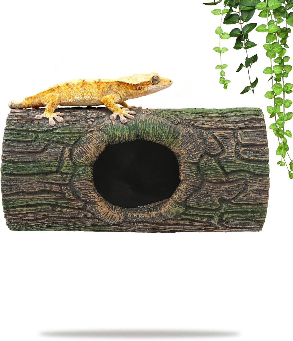 Magnetic Crested Gecko Hideout Resin Hollow Log Cave - GlobalHabitat Supply
