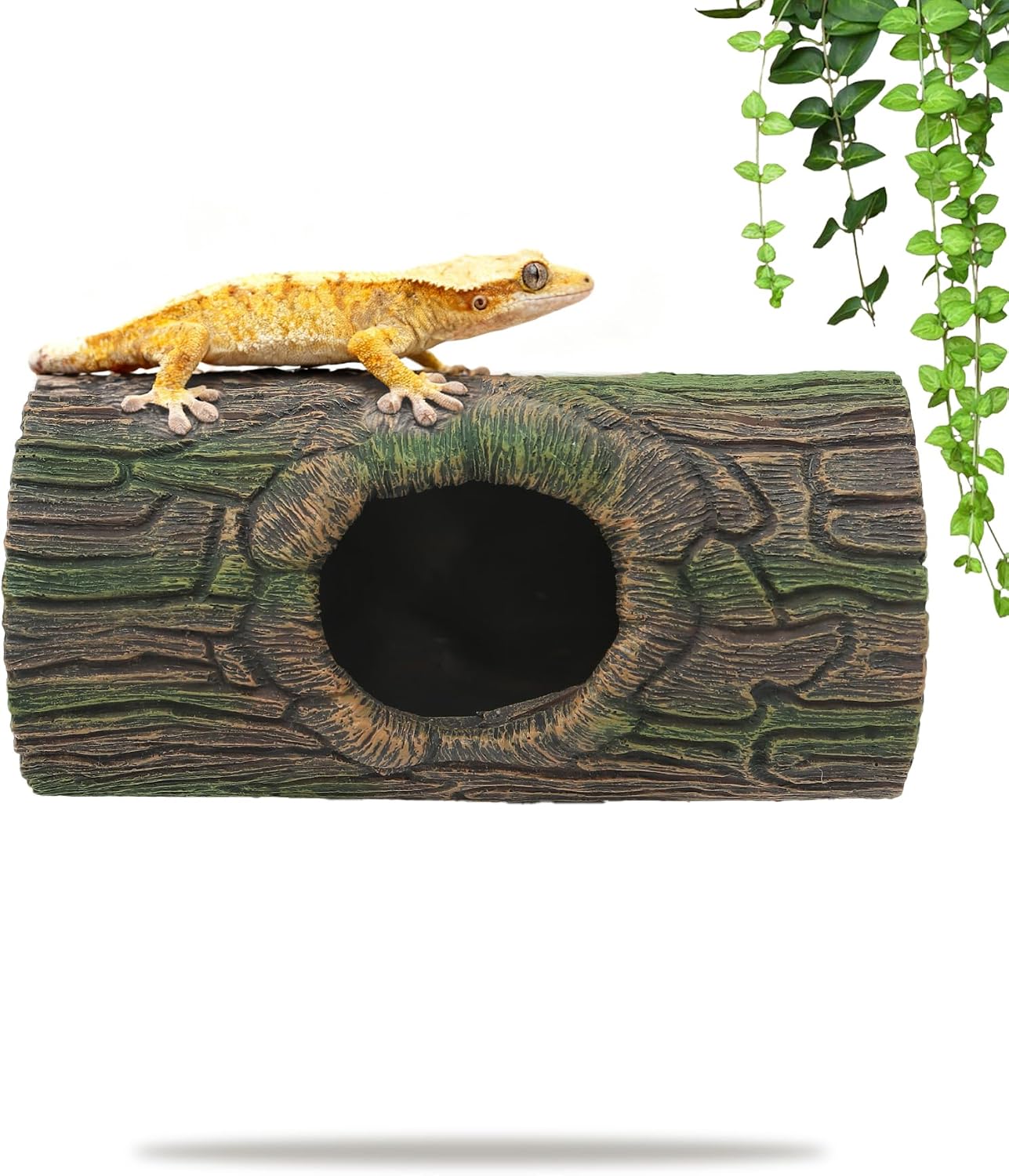 Magnetic Crested Gecko Hideout Resin Hollow Log Cave - GlobalHabitat Supply