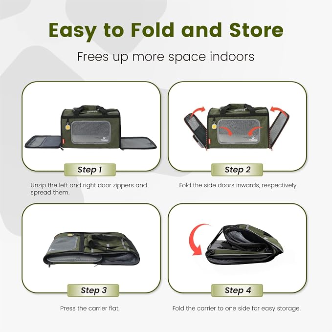 Pawaii Pet Carrier, TSA Airline Approved Cat Carrier, Soft Sided Collapsible - Image 6