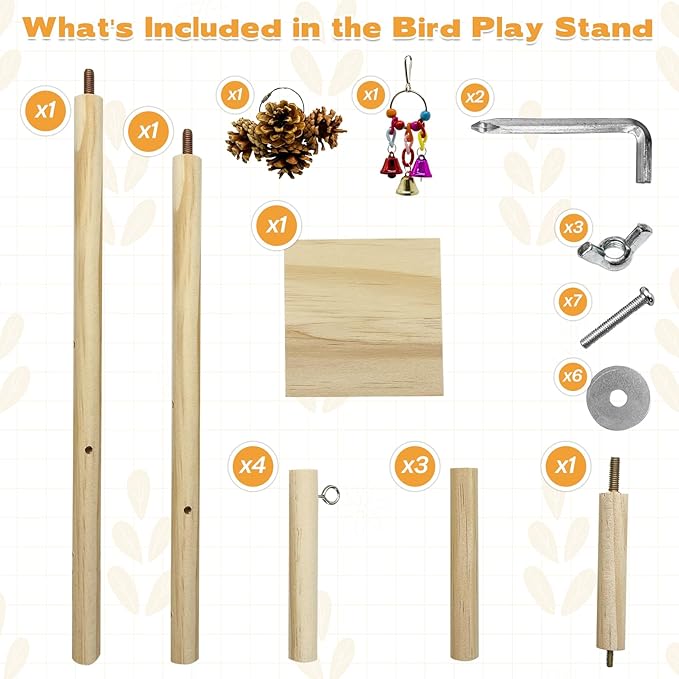 PINVNBY 3 PCS Wooden Small Bird Playground - Image 3