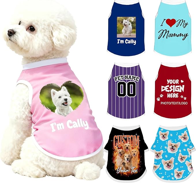 Custom Dog Shirt with Name Photo Text Logo Personalized Dog Pullover Shirts by Unknown