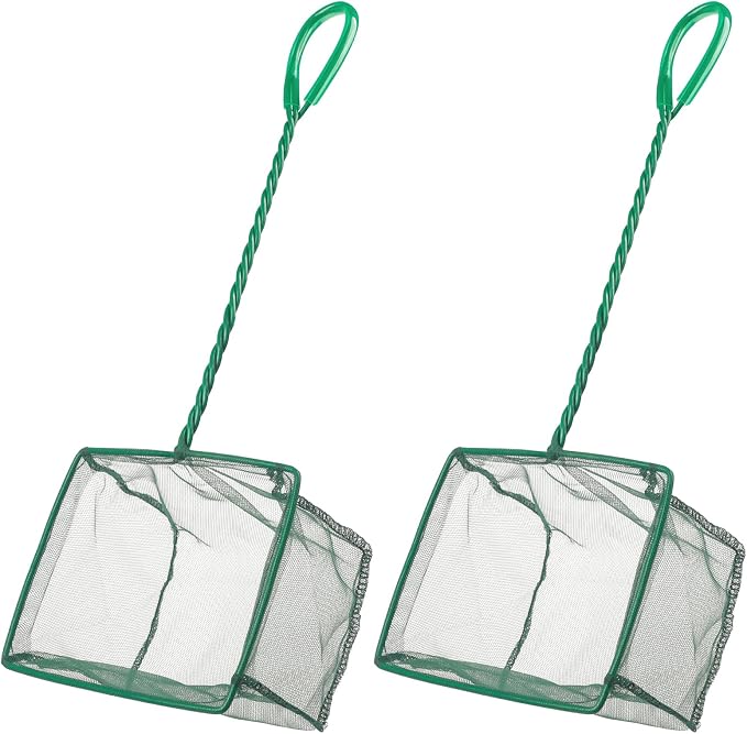Pawfly Aquarium Fish Net with Braided Metal Handle Square Net with Soft Fine by Pawfly