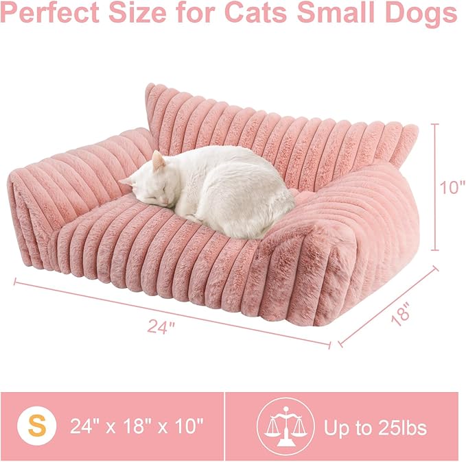 Cute Cat Couch Bed for Indoor Cats, Fluffy Pet Cat Sofa - Image 5