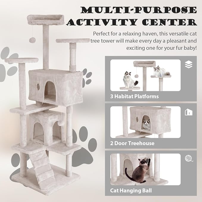 Heavy Duty Cat Tree Tower, Cat Condo, Hanging Ball - Image 4