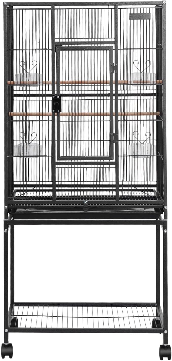 VEVOR Bird Cage, 24.6 x 16.7 x 53.9 inch, Flat Top, Wrought Iron Bird Flight - Image 9
