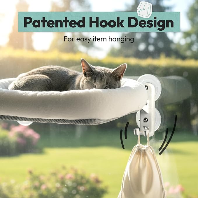 Cordless Cat Window Perch, Foldable Cat Window Hammock, 4 Strong Suction Cups - Image 3