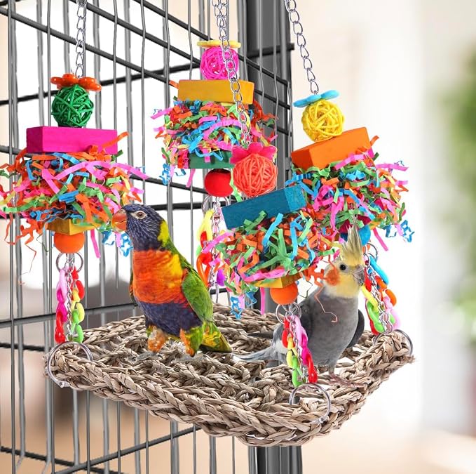 Parakeet Toys Bird Toys Conure Toys Birdcage Stands Bird Foraging Wall Seagrass - Image 5
