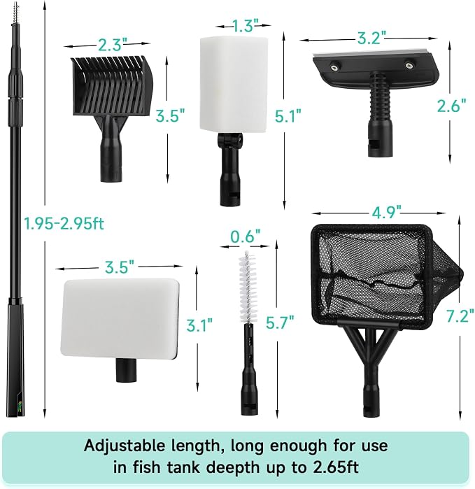 hygger 6-in-1 Aquarium Cleaning Tools, 6 Clean Heads - Image 5