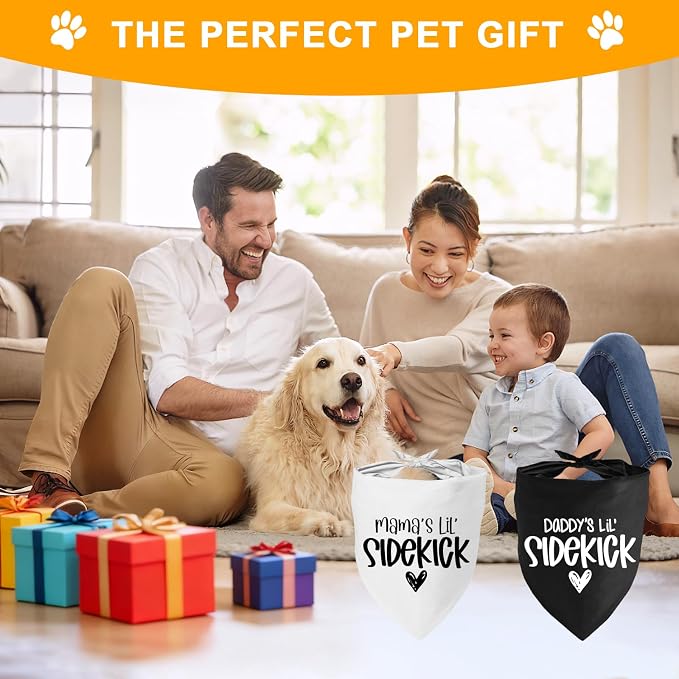 2 Pack Dog Bandana Pregnancy Announcement, Daddy's and Mama's Lil Sidekick - Image 7