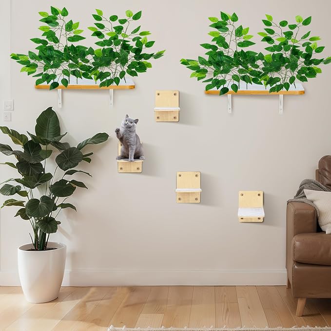 Cat Wall Shelves with 4 Steps and Perches by Gemscream
