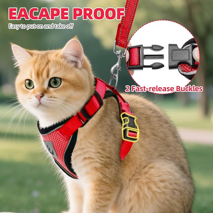 PUPTECK Cat Harness and Leash Set Escape Proof Reflective Cat Walking Harness - Image 3