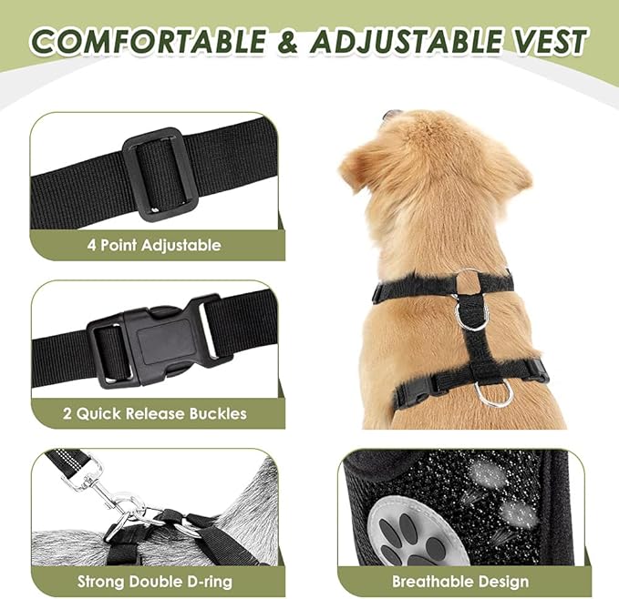 SlowTon Dog Seat Belt Harness for Car, Dog Car Harness Adjustable Mesh - Image 4