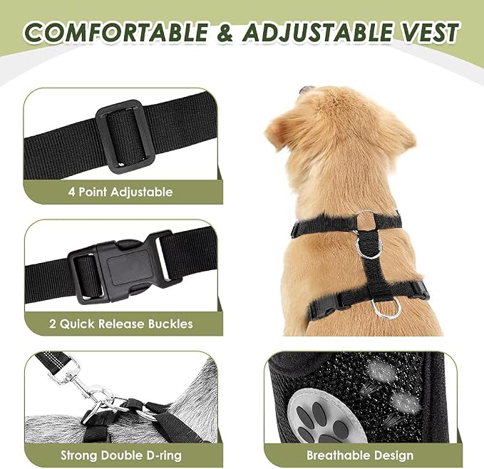 SlowTon Dog Seat Belt Harness for Car, Dog Car Harness Adjustable Mesh - Image 4