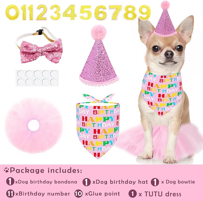 PET SHOW 4Pcs Pink Dog Birthday Hat - Image 4