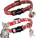 2 Pack Christmas Plaid Cat Collars Breakaway by DOGWONG