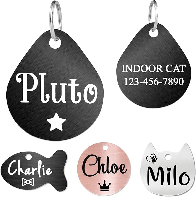 Ultra Joys Cat ID Tag Personalized Pet Tags, Durable Stainless Steel Small Pet by UltraJoys
