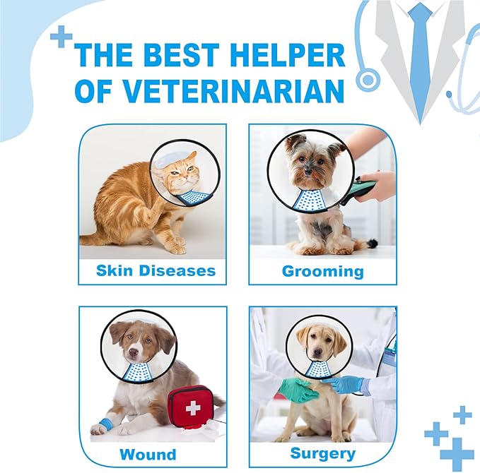 Supet Dog Cone Collar Adjustable After Surgery, Comfortable Pet Recovery Collar - Image 2