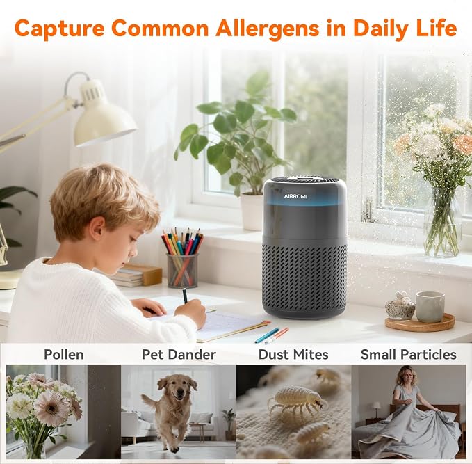AIRROMI HEPA Air Purifier for Bedroom&Home, Pet Air Purifier for Home Pets - Image 4
