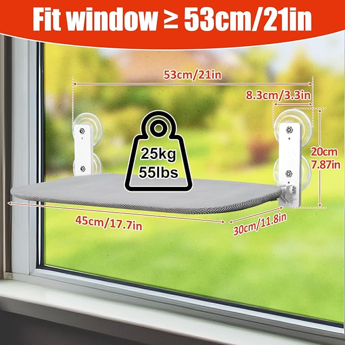 Sunhoo Cat Window Hammock Perch Cordless Perches Window Sill Seat Bed Foldable - Image 5