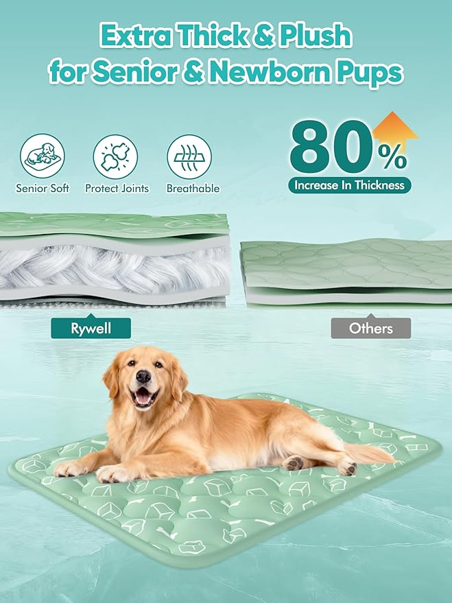 Rywell Dog Cooling Mat 2.0, Nature Green, Long-Lasting Cool - Image 5