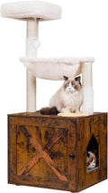 Hey-brother Cat Tree with Litter Box Enclosure, All-in-one Cat Tower by Hey-brother