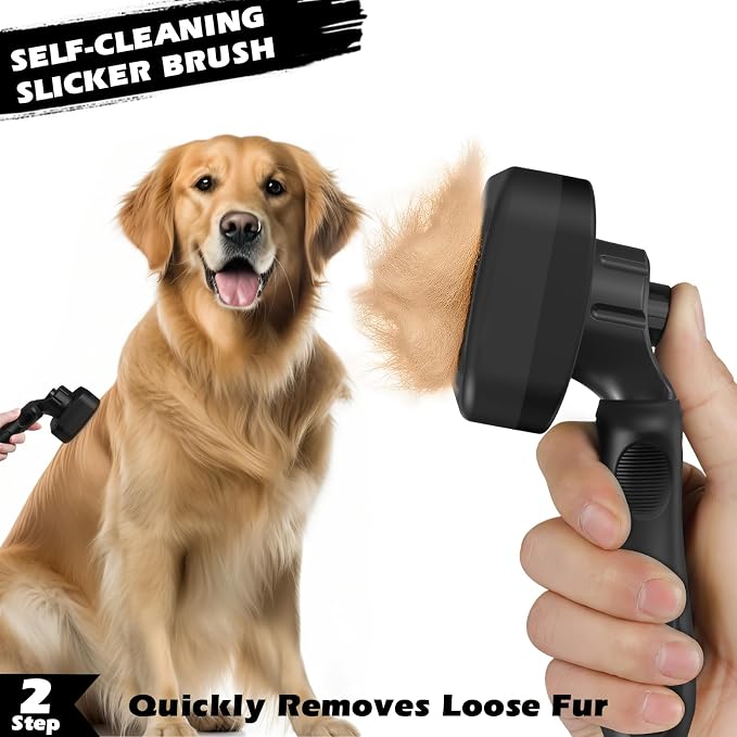 3PCS Self Cleaning Slicker Brush & Pet Grooming Rake & Flea Comb - Image 4