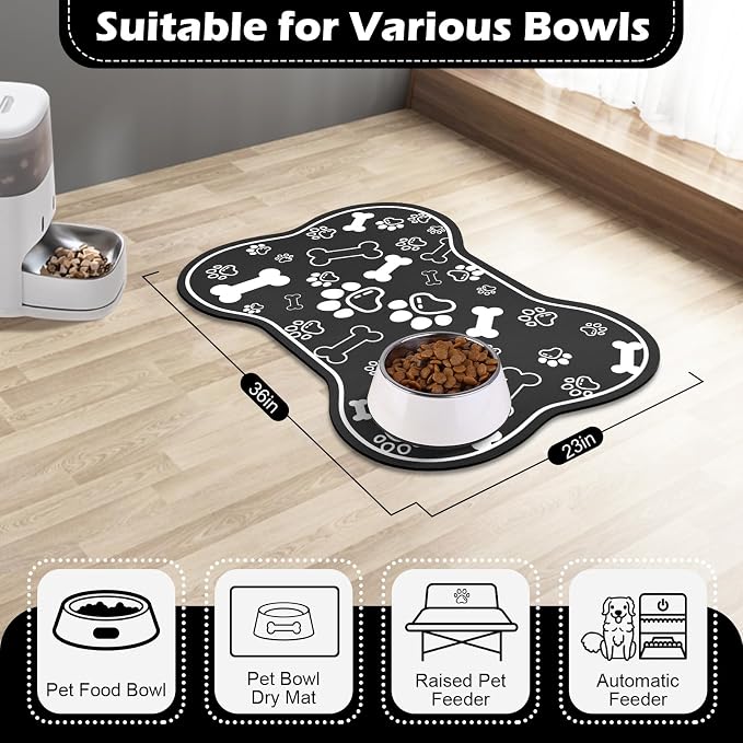 Dog Cat Food Mat, Rapid Absorbent Pet Feeding Mat, Bone Shaped Dog Placemat - Image 7