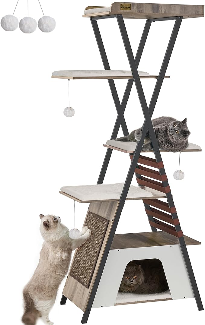 FourFurPets 72.4" Cat Tree, Modern Cat Tower by FourFurPets