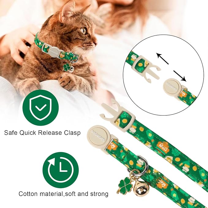 Cat Collar, 2 Pack St.Patrick's Day Cat Collars Breakaway - Image 2