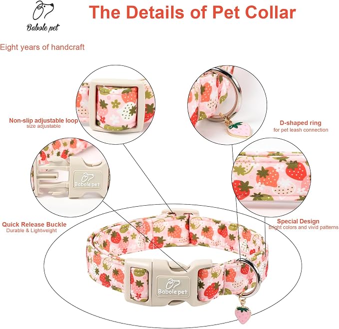 Strawberry Dog Collar for Small Dogs - Image 3