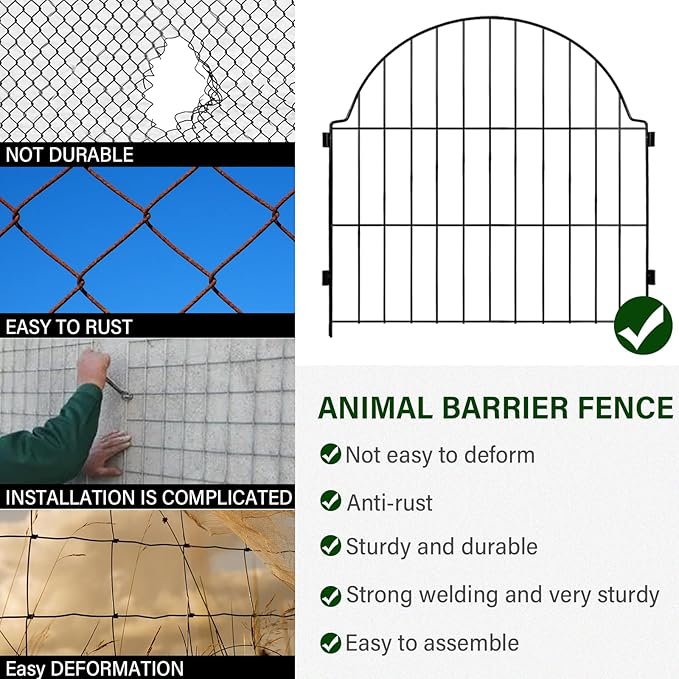 6 Panels No Dig Decorative Garden Fence, 25in x 12.2ft Animal Barrier Fencing - Image 6