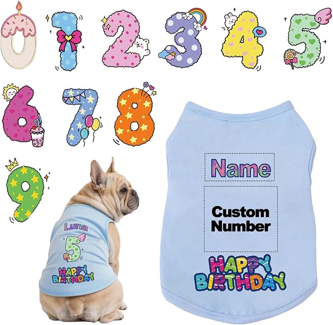 Custom Dog Birthday Shirt, Personalized Pet Apparel Print by Unknown