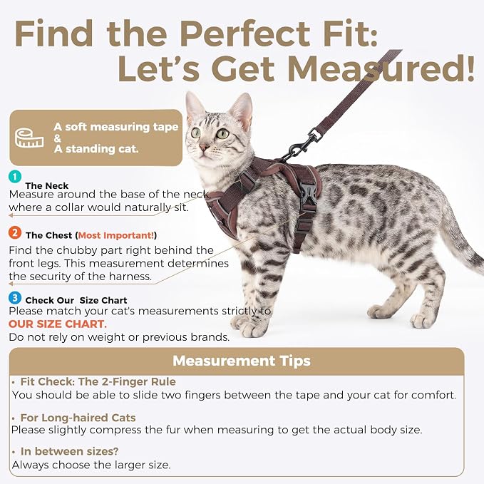 Cat Harness and Leash Set Escape Proof Tactical Medium Kitten Harness Emotional - Image 2