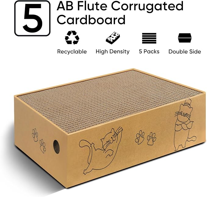 AGYM Cat Scratcher, 5 Packs in 1 Cardboard Box Cat Scratching Pad - Image 4