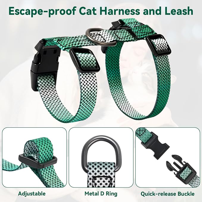 Cat Harness and Leash Set, 3-in-1 Escape Proof Adjustable, Comfortable Soft - Image 3
