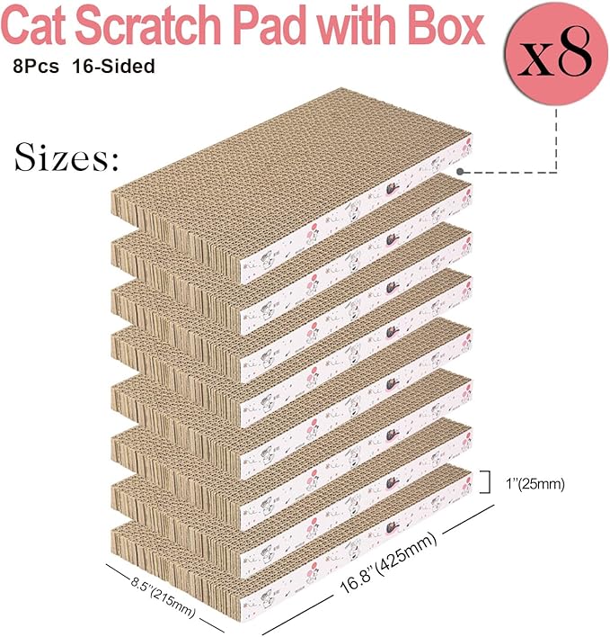 8 Packs in 1 Cat Scratch Pad, Cat Scratcher Cardboard, Reversible, Durable - Image 3