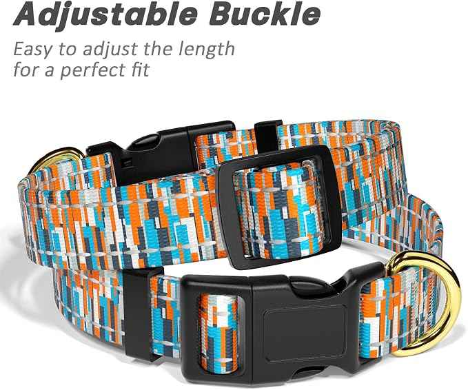 Reflective Dog Collar for Small Dogs, Cute Boho Adjustable Heavy-Duty Nylon
