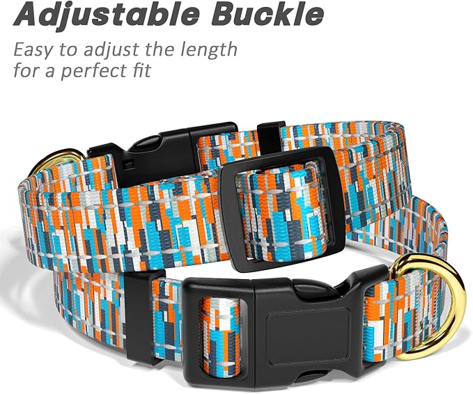Reflective Dog Collar for Large Dogs, Cute Boho Adjustable Heavy-Duty Nylon - Image 6
