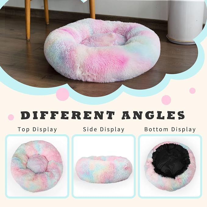 Calming Dog Bed for Medium Dogs Washable Donut 30 inches Anti-Slip Pet Bed - Image 5