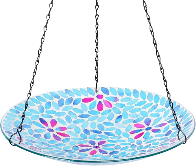 VCUTEKA Hanging Bird Bath, Glass Mosaic Bird Baths by VCUTEKA