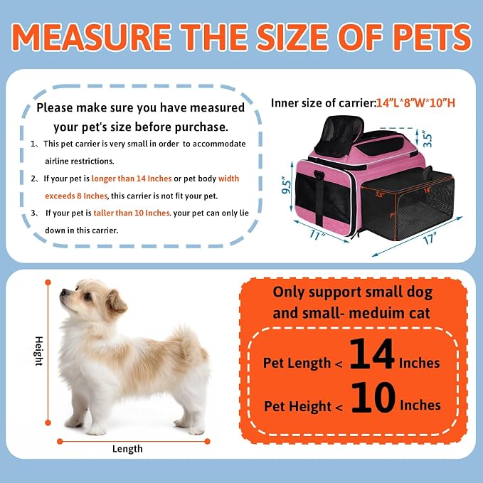 Petskd Top and Side Expandable Pet Carrier 17x11x9.5 Inches Alaska Airline - Image 3